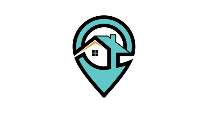 House Location Pin Icon Symbol.
