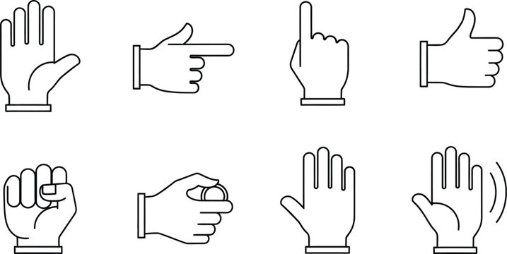Common hand gestures used in everyday communication and sign language basics Vector