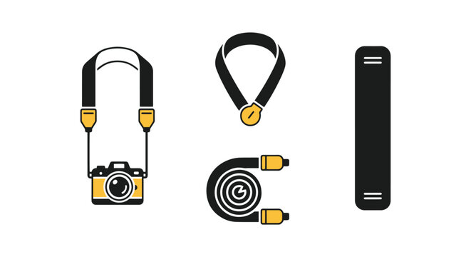 Camera strap Line art vector simple color pattern