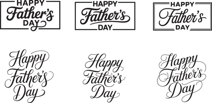 Creative Fathers Day greeting designs featuring elegant cursive and bold typography styles for cards invitations and digital use