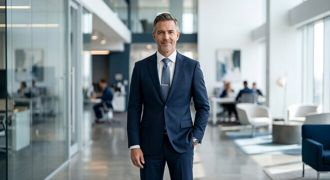 Confident Business Executive Standing in Modern Office &ndash; Professional Corporate Leader Portrait