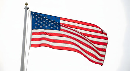 Obraz premium Waving american flag against a white background symbol of freedom and patriotism