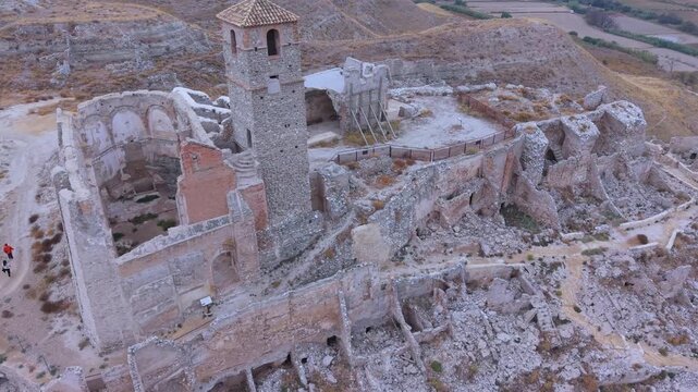 Aerial view from a drone of the old town of Rod&eacute;n in the Central Region of the province of Zaragoza. Autonomous Community of Aragon. Spain. Europe