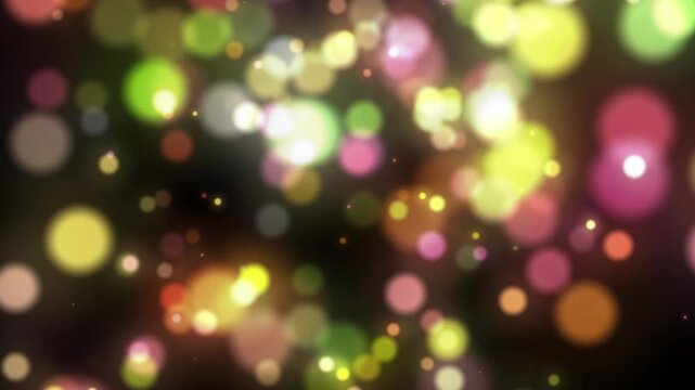 Professional multi-color bokeh particles, Abstract background with soft bokeh and glowing light, luxury event, shining glitter motion graphics, abstract glowing circles and sparkles on black screen,