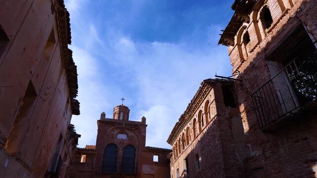 Landscapes of the old town of Belchite in the Campo de Belchite region of the province of Zaragoza, Autonomous Community of Aragon, Spain, Europe