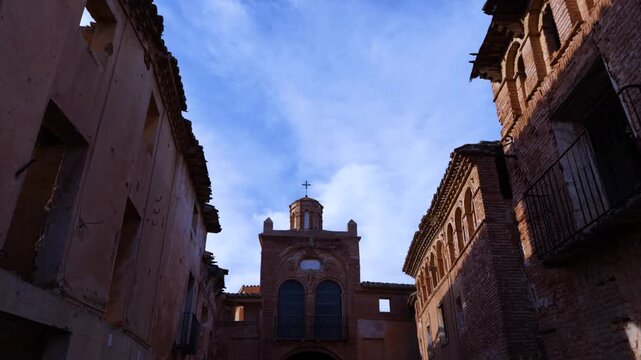 Landscapes of the old town of Belchite in the Campo de Belchite region of the province of Zaragoza, Autonomous Community of Aragon, Spain, Europe