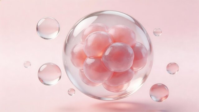 Glass sphere with pink bubbles
