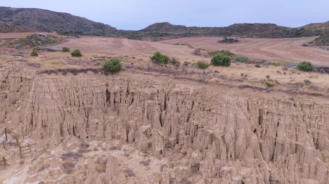 The Aguarales (fairy chimneys) of Valdemiraz or Valpalmas in the Cinco Villas Region. Saragossa. Aragon. Spain. Europe
