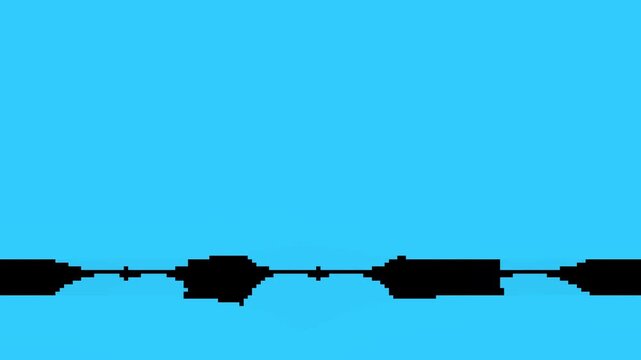 Pixelated Blue and Black Soundwave: Abstract Digital Audio Visualization
