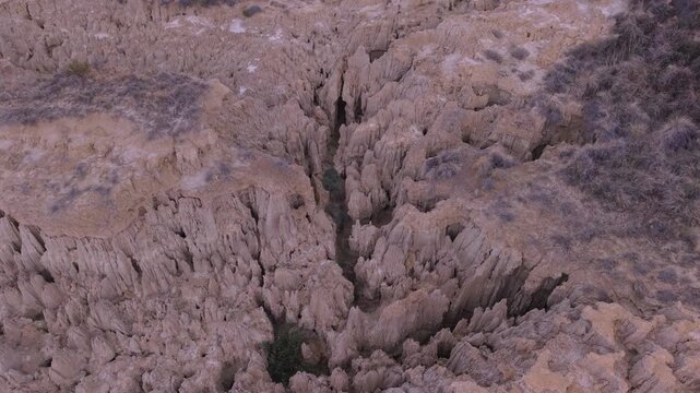 The Aguarales (fairy chimneys) of Valdemiraz or Valpalmas in the Cinco Villas Region. Saragossa. Aragon. Spain. Europe