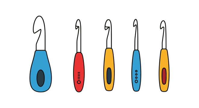 Crochet Hook Set Line art abstract simple graphic vector