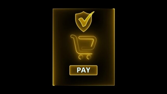 Mobile payment security concept on the transparent background. with secure checkout icon and green pay button during online shopping, highlighting ecommerce transaction and financial safety.HD motion.
