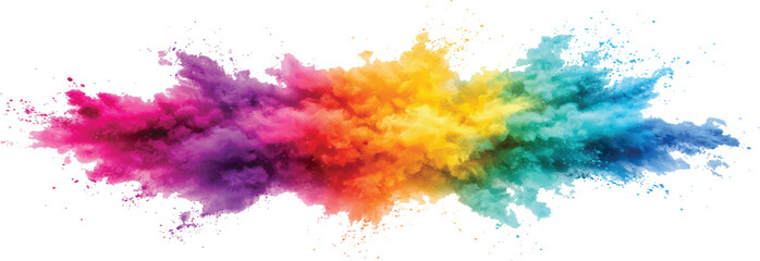 Dynamic explosion of vibrant colorful powder creating a striking burst of diverse hues and textures, perfect for creative projects and backgrounds, isolated on white background © SFahad