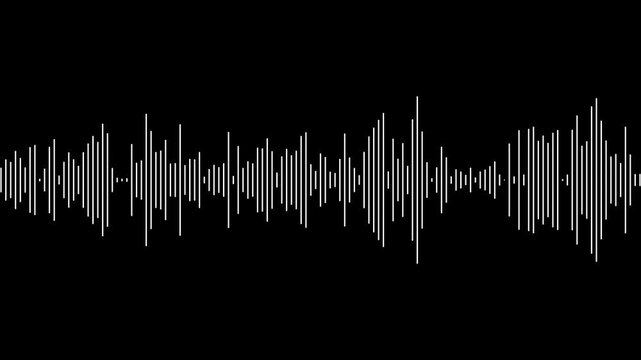 Futuristic sound wave visualization, audio visualizer on black screen background. white line audio wave visualization voice record. Music equalizer, audio waves or sound frequency Isolated Background