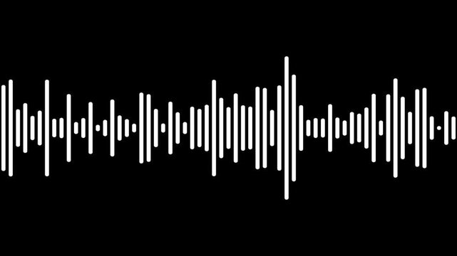 Futuristic sound wave visualization, audio visualizer on black screen background. white line audio wave visualization voice record. Music equalizer, audio waves or sound frequency Isolated Background
