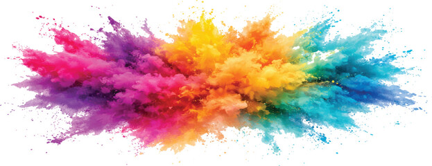 Fototapeta premium Colorful powder explosion vibrant Holi festival splash abstract background for graphic design and creative projects