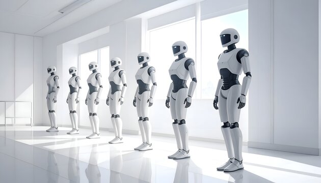 Robot line in white room