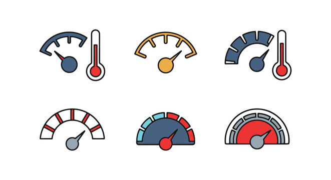 Engine temperature gauge Line creative abstract minimal illustration