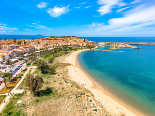 Scenic landscape of palm trees, turquoise water and tropical beach, Vai, Crete, Greece. © gatsi