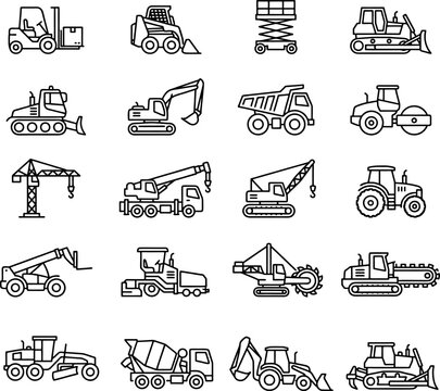 Construction and heavy equipment icons
