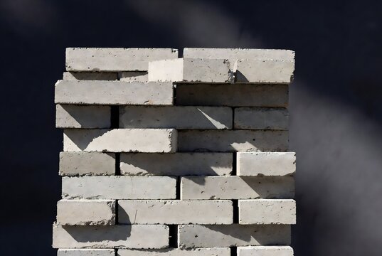 A stack of gray bricks against a dark background.