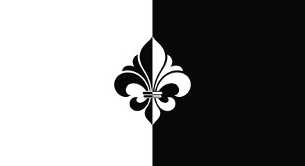 A stark black and white image featuring a symmetrical fleur de lis design centered on the composition © MDGOLAM