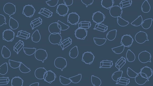 Pattern of various gem shapes in blue outlines suitable for graphic design projects, jewelry concepts, and decorative backgrounds with colorful elements.