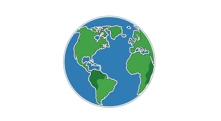Obraz premium Illustrated Earth Globe Depicting Continents and Oceans Against a White Background