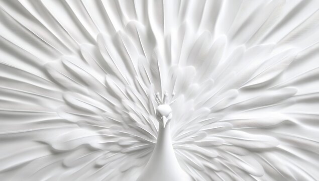 White Peacock Spreads Beautiful Feathers.