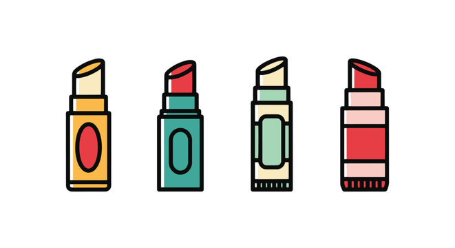 Chapstick Line art vector set modern abstract minimal shapes