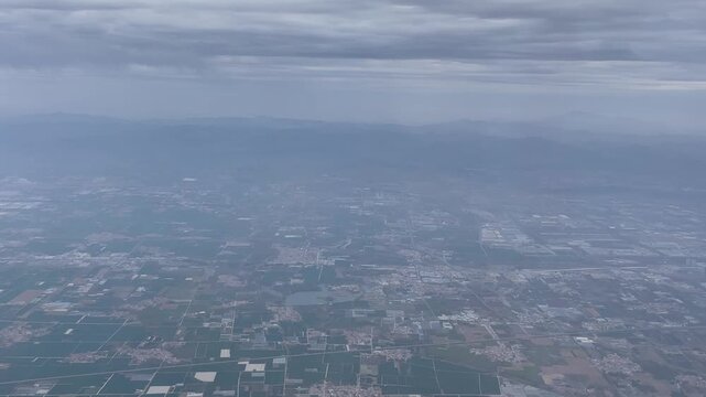 Flying over Jinan city in China
