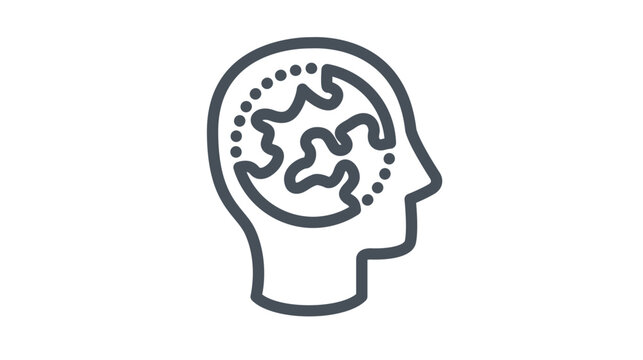 Global thinking vector icon. Human head profile silhouette with a world map inside the brain. Concept of international mindset, global consciousness, and world perspective minimalist illustration.