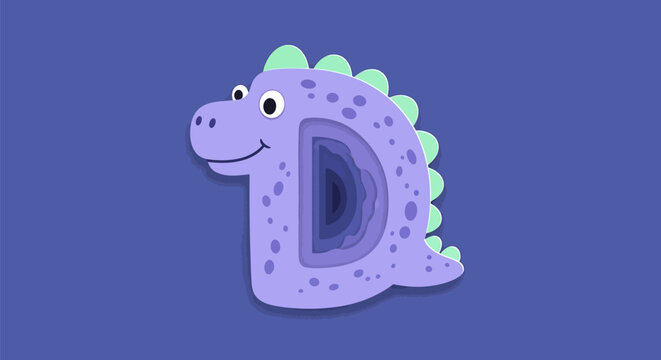 Purple Dinosaur Cartoon Character.