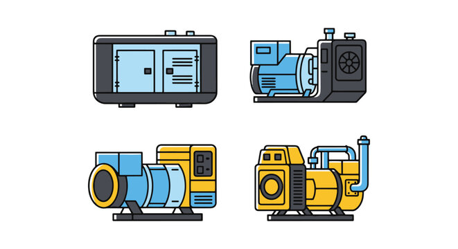 Diesel generator Line art clean abstract vector