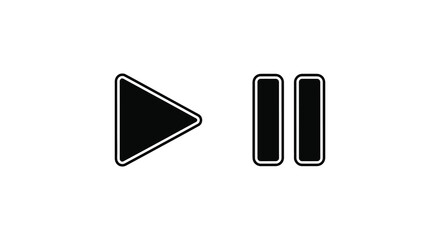 Fototapeta na wymiar Black play and pause icons against a white background a stark silhouette