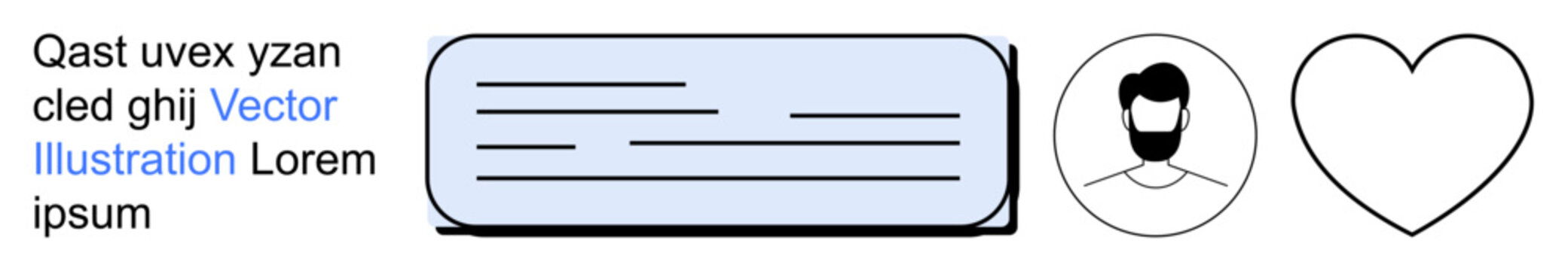 Social media, communication, connection, design interface, user profile, messaging. Message box, profile avatar heart icon. Social media and communication concepts illustrated visually