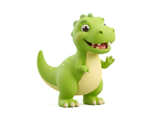 Fototapeta premium Green dinosaur toy, plastic T-Rex figure, cartoon dinosaur model, children's plaything