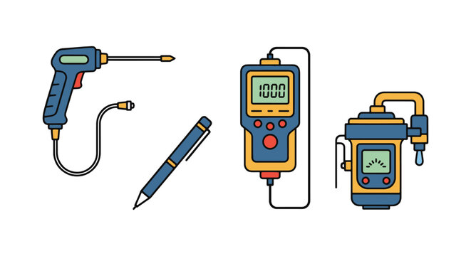 Electronic leak detector Line clean colorful shapes illustration