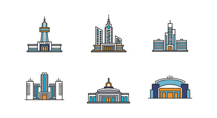 Naklejka premium Futuristic Civic Centers Line abstract clean illustration