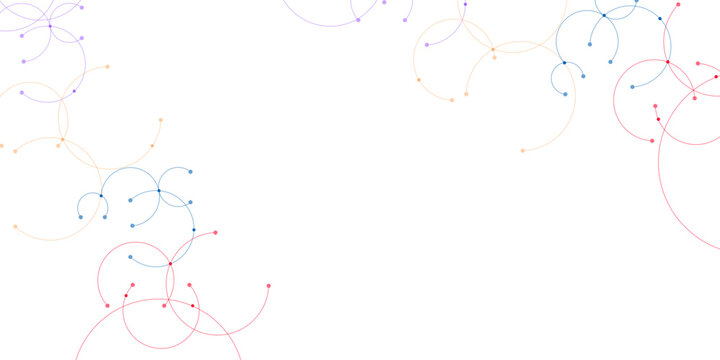 Abstract network of connected dots and curved lines in gradient colors on a white background connection
