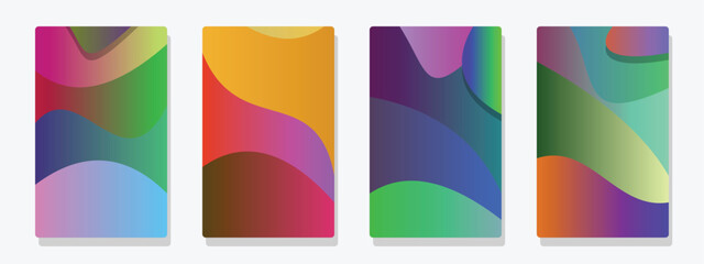 Obraz premium Abstract fluid shapes with vibrant gradient colors creating a modern and dynamic digital art background for design projects or creative applications