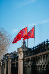 Turkish Flags Sway Above Historic Building Surrounded By Snowcovered Trees And Serious Atmosphere © Yashkin Ilya