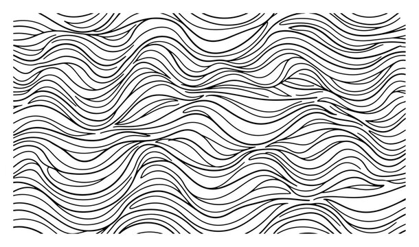 Abstract wavy lines pattern texture one line drawing continuous line art organic flow or hair movement minimalist vector background