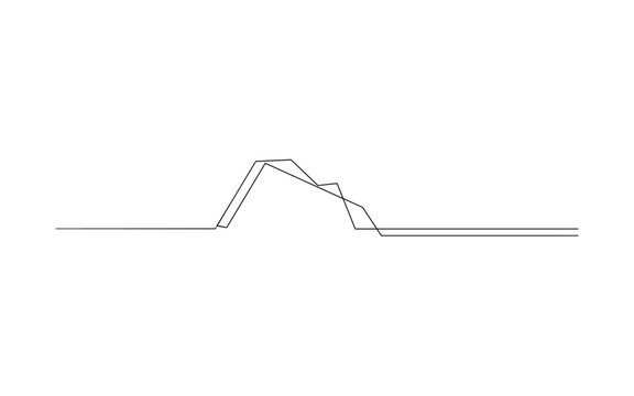 "Modern Minimal Form". Minimalistic one-line drawing clean structured composition with sharp angles and smooth transitions, continuous single black line on