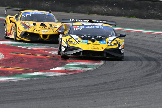 Scarperia, Italy - September 14th 2025: Lamborghini Huracan ST Evo 2 of team INVICTUS CORSE drive by Cossu - Coassin in action during Italian Championship GT Endurance race event at Mugello Circuit.