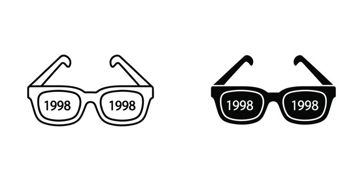 Comparative illustration of two distinct styles of glasses both labeled with the year 1998