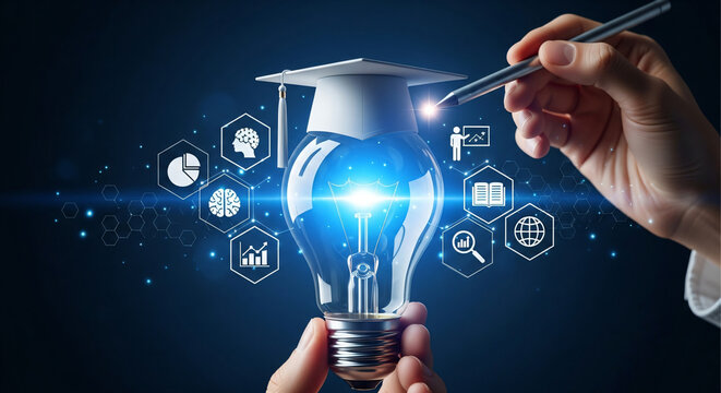 Education Knowledge Idea Technology Success Light Bulb Hand