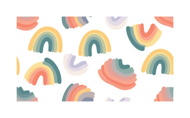 Fototapeta premium Rainbow gradient abstract, seamless pattern, repeating pattern, surface design, textile print, soft color palette, modern illustration, no shadows, flat