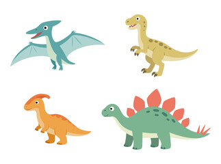 Cute cartoon dinosaur collection with flying and walking prehistoric animals © Jackson Cadillac