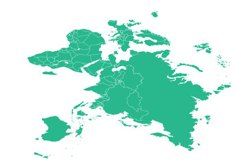 Obraz premium Teal Vector World Map with Internal Borders